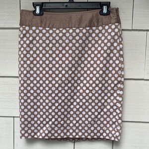 The Limited Tan and White Polka Dot Pencil Skirt